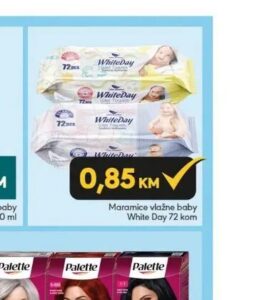 White Day Marамice vlažne baby 72 kom, Mega diskont