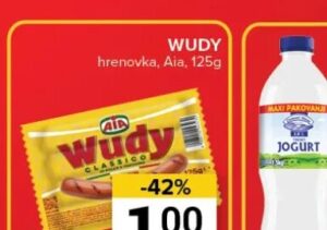 Wudy hrenovka 125 g, Konzum i Mercator