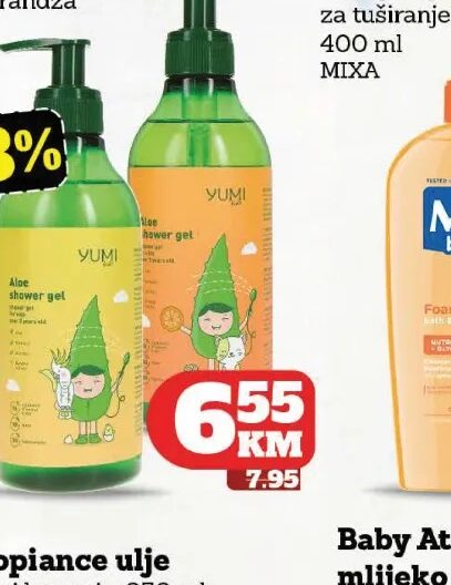 YUMI KIDS Gel za kupanje banana, narandža 400 ml
