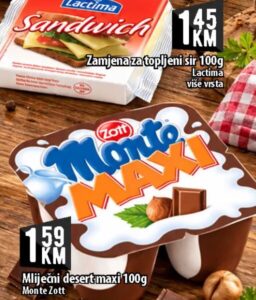 Zott Monte Zott Mliječni desert maxi 100 g, Kort